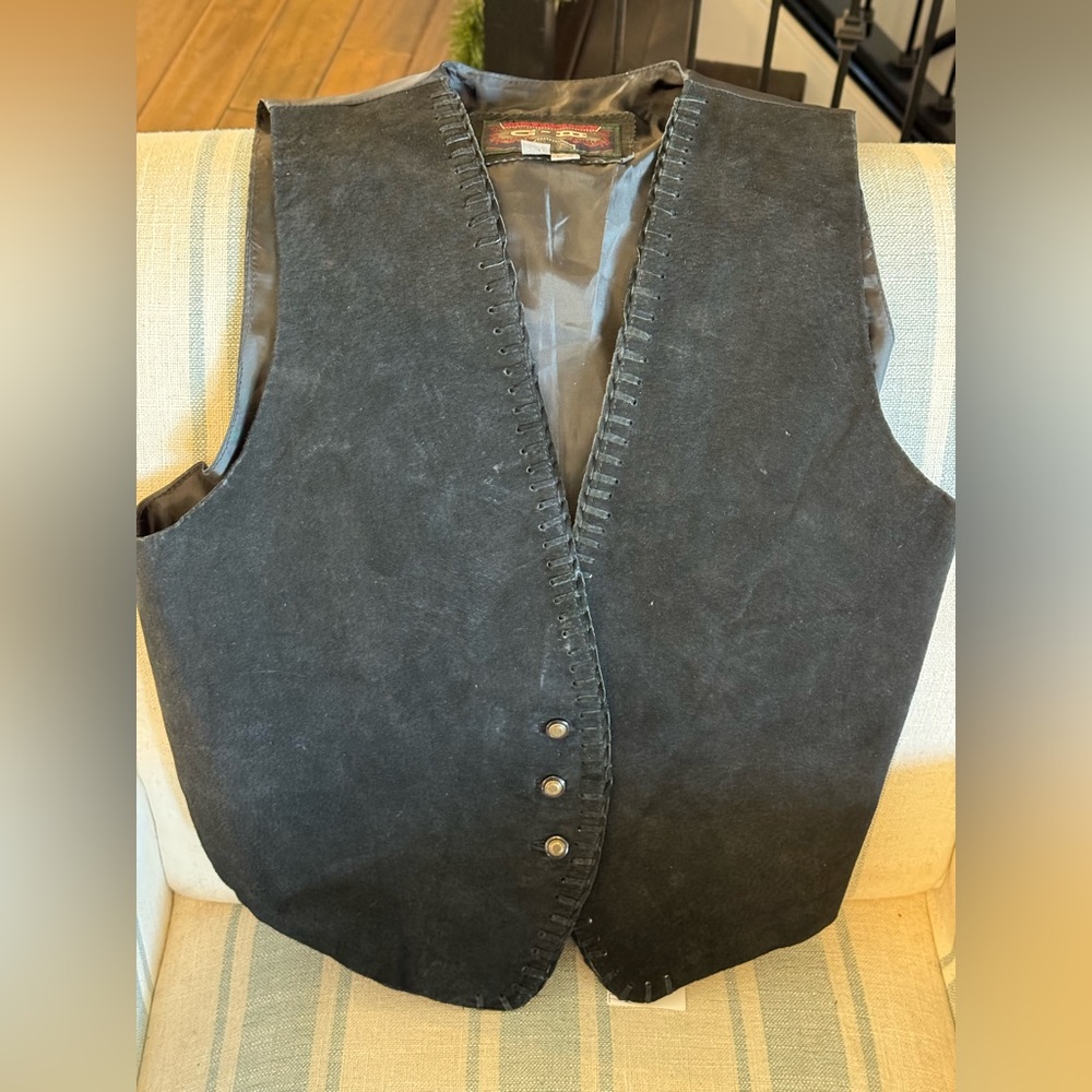 Vintage black leather vest
